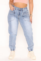 Relaxed Loose Fit Jogger Jeans - Light Blue Wash Ins Street